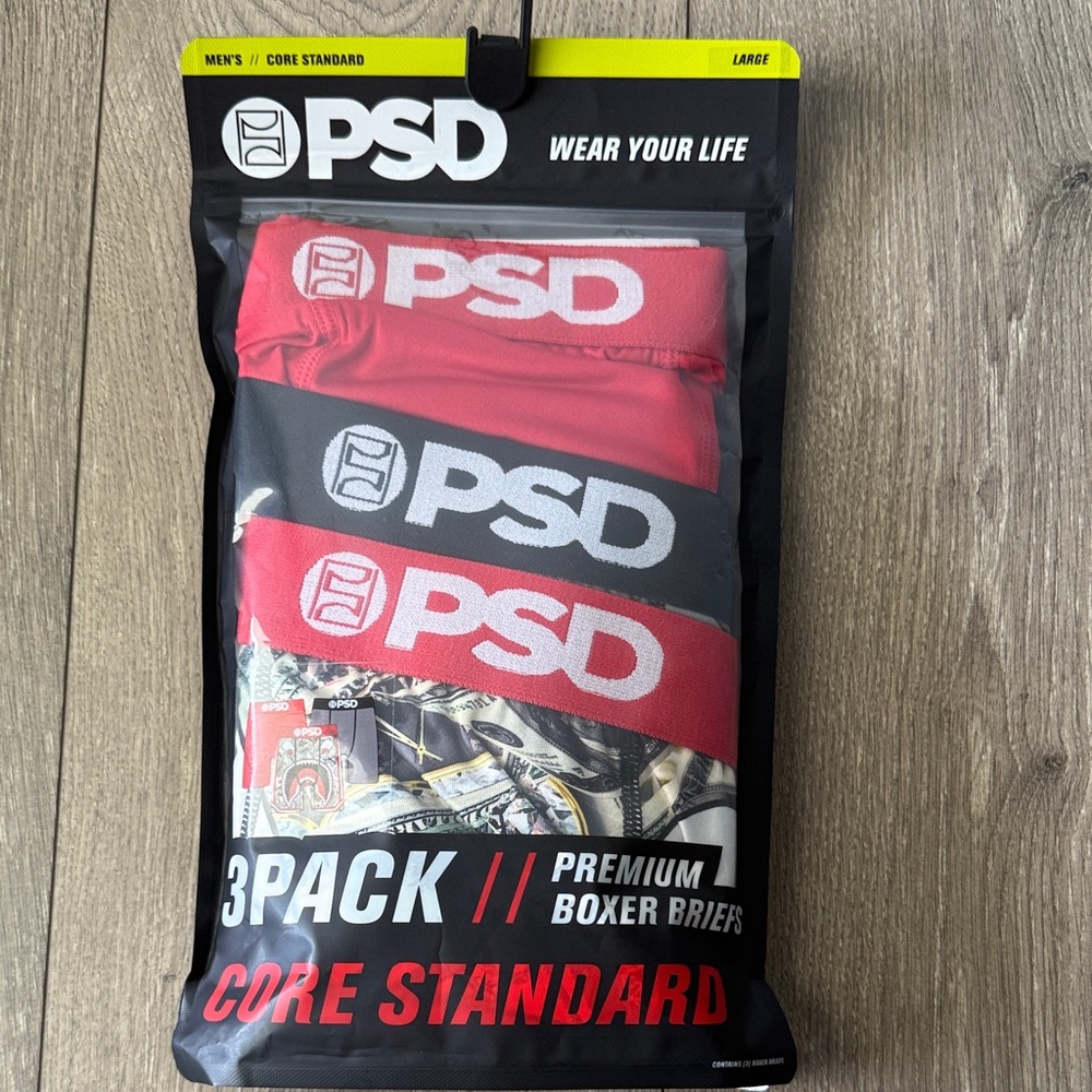 PSD Men's Vibrant Red Boxer Briefs 3-Pack